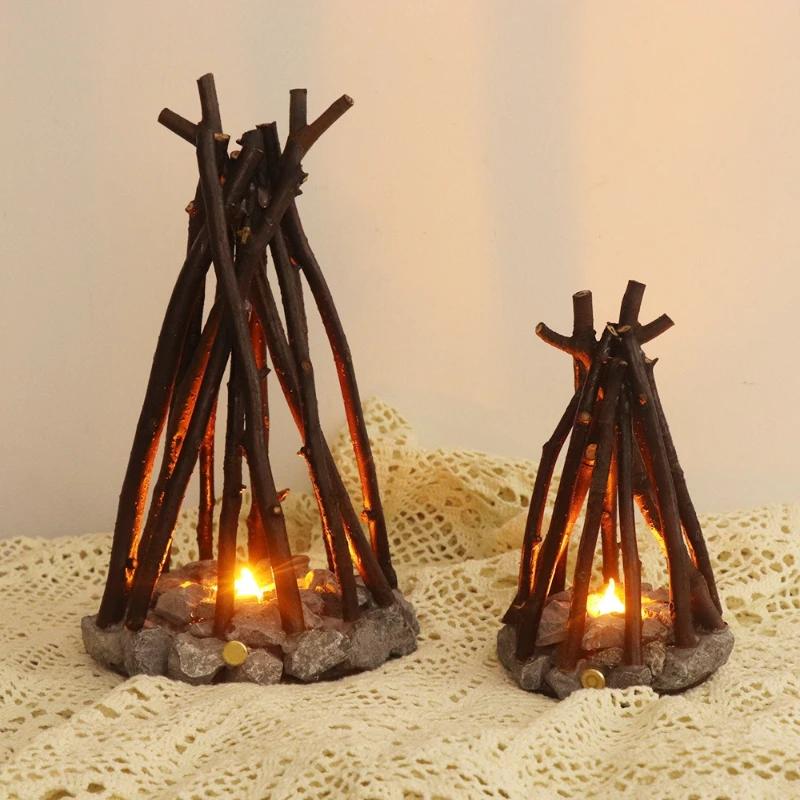 Creative Handmade Tree Branch Night Light Retro Style LED Ambient Desktop Decoration for Bar Counter Home Ornament Lighting