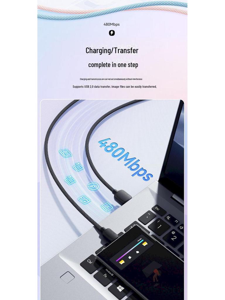 ESSAGER Super Fast Type-C Mobile Phone Charging Cable Compatible with Apple & Huawei