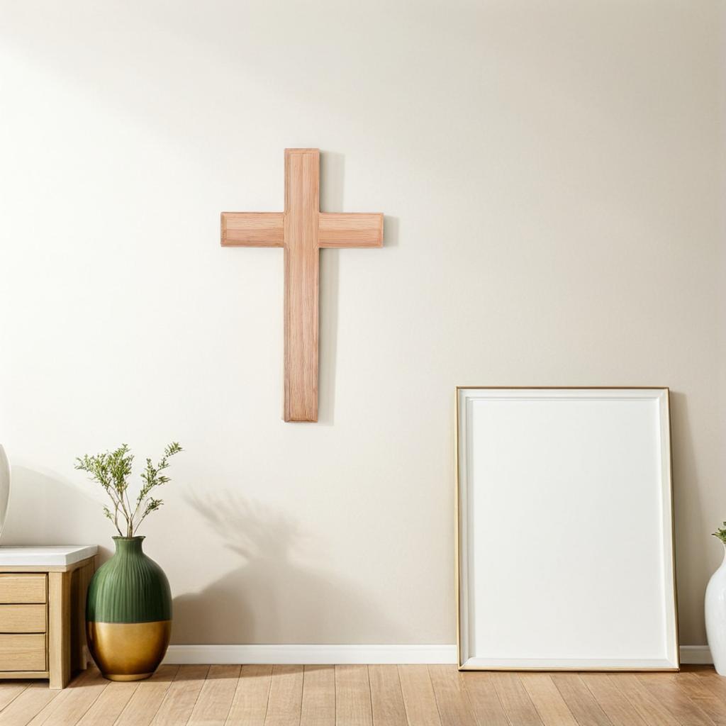 Holzkreuz zum Aufhängen an der Wand Christliche Dekoration Religiöses Kruzifix Natürliche Holzmaserung Warme Haus- und Kirchen-Hängedekoration 25cmx14.5cm