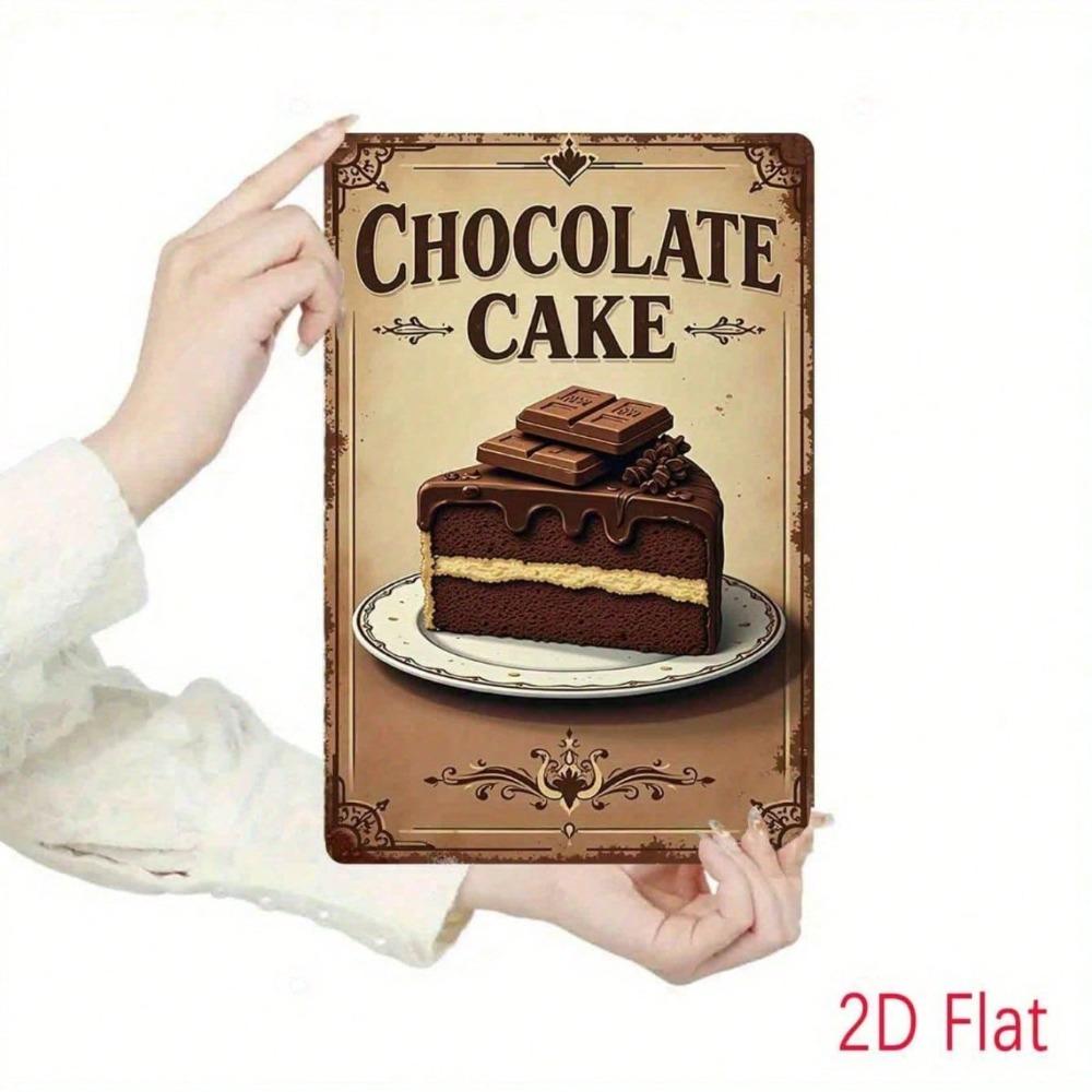 Retro Chocolate Cake Metal Sign, Vintage Rustic Iron Wall Art for Cafe Garden Bathroom, 7.8x11.8 Inch