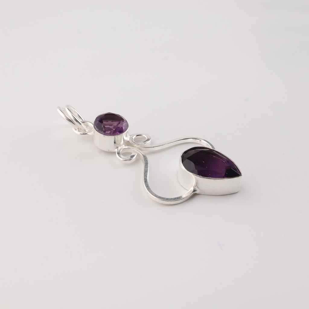 African Amethyst Gemstone 925 Stamped Silver Handmade Jewelry Pretty Pendant 1.60" For Anniversary Gift PP-13-10