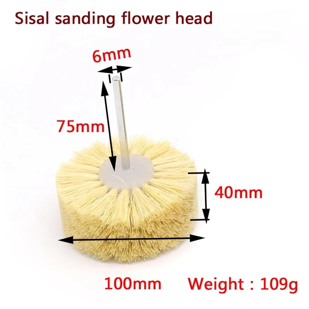 1pcs Abrasive Sisal Filament or Pig Hair Brush Polishing Grinding Buffing Wheel Woodworking for Furniture Rotary Drill Tools(Black Brush)