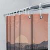 Sunset-themed shower curtain with black silhouette plants for modern bathroom decor peach pink color (59 x 72 inches)