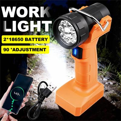 Lampe de travail magnétique rechargeable Super Lumineuse LED Lampe de poche avec clip Torche portable pour Camping Extérieur Travail d'urgence