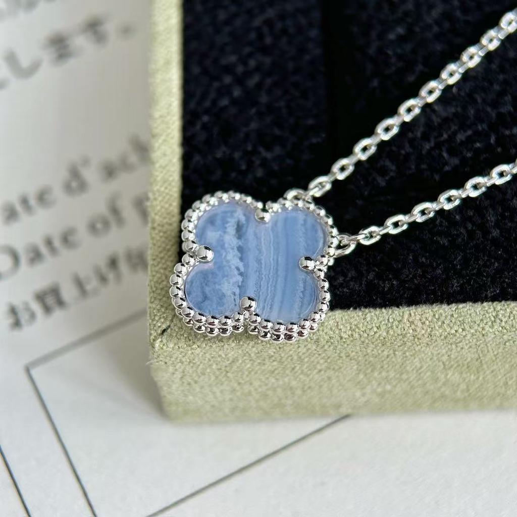 Four-leaf Clover Purple Chalcedony Necklace High-end Sense Clavicle Light Luxury High-end Fashion Women's Necklace