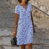 Women's Summer T Shirt Dress Casual Floral Print V Neck Short Sleeve Mini Dress Loose Beach Vacation Sundress