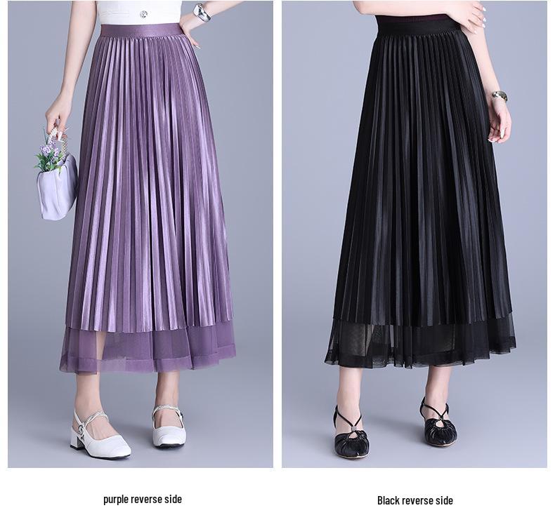 Purple Sequined A-Line Half-Skirt: Fashionable, Slimming, Versatile, with a Large Hem for a Loose Fit.