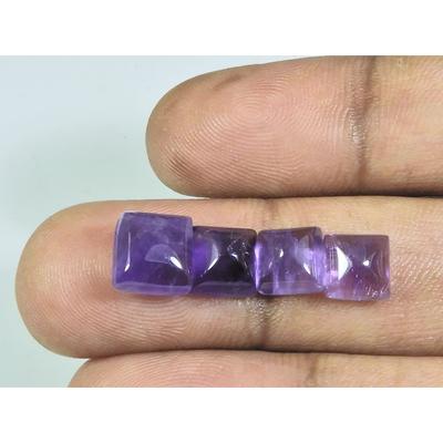 8X8MM Natural Amethst Ring Size Square Cabochon Loose Gemstone 4Pcs Lot 9Cts A-424