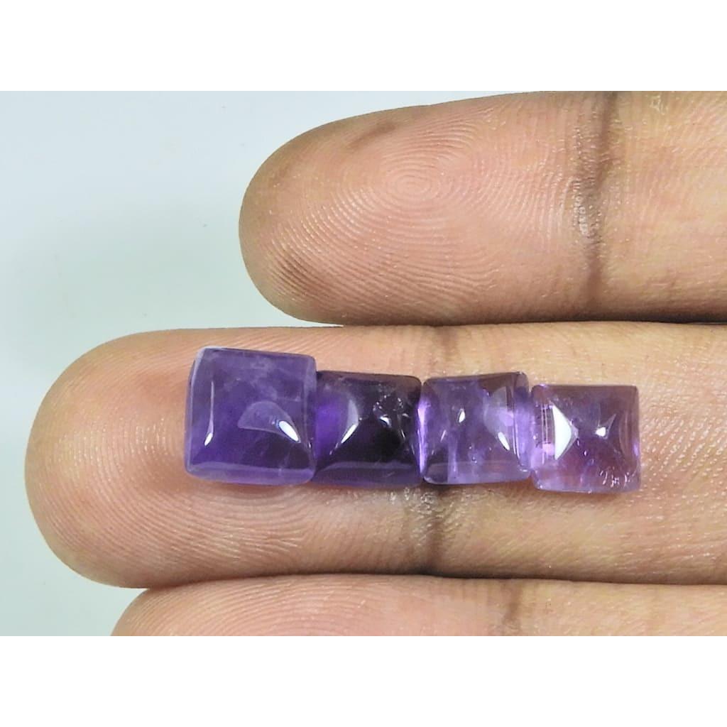 

Кольцо с натуральным аметистом 8x8 мм, размер, квадратный кабошон, рассыпной драгоценный камень, лот 4 шт., 9 карат, A-424