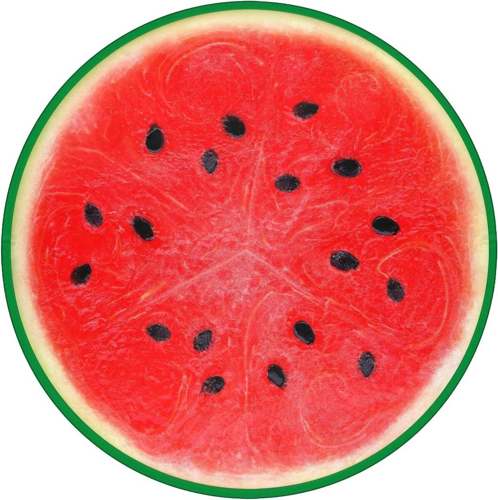 Fruit Round Area Rug, Watermelon Print Rug Non-Slip Circle Floor Mat for Bedroom Living Room Outdoor Study Playing Home