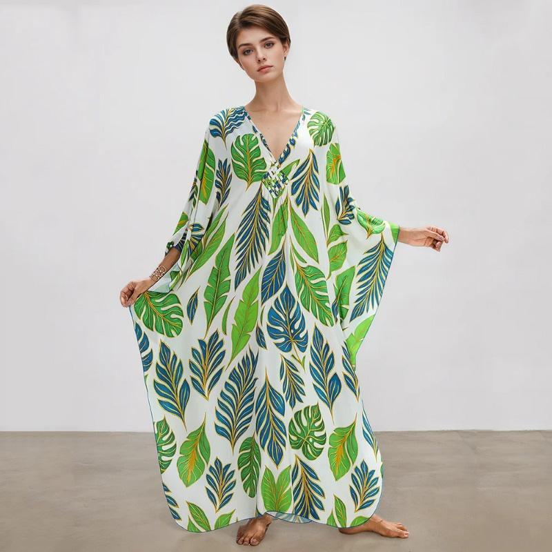 XITAO Loose Bat Wing Sleeve V-neck Dress GJ1197