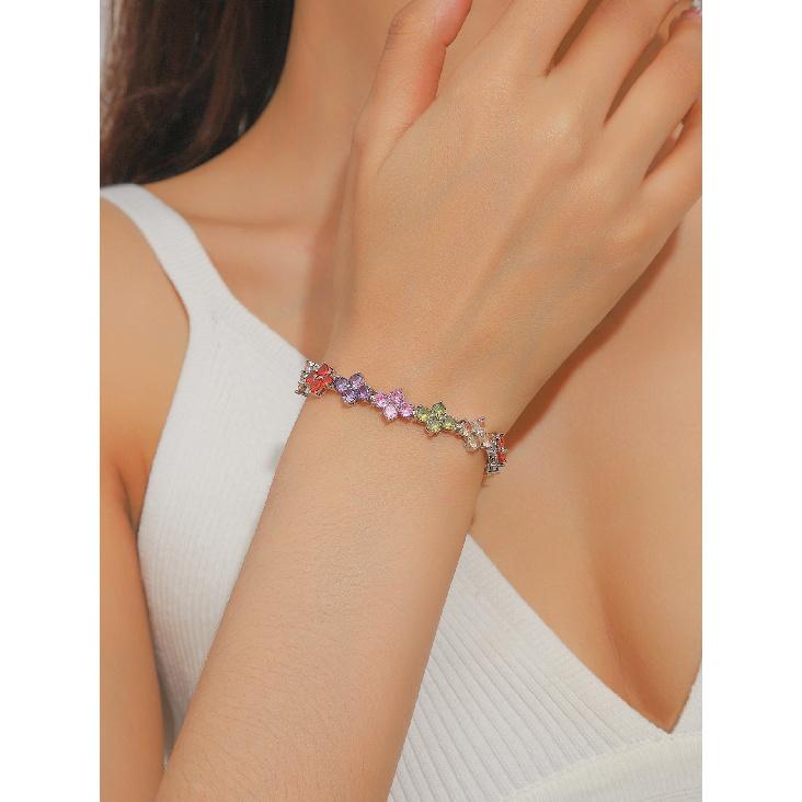 Luxury Gold-Plated Copper Zircon Leaf Bracelet, High Quality Jewelry