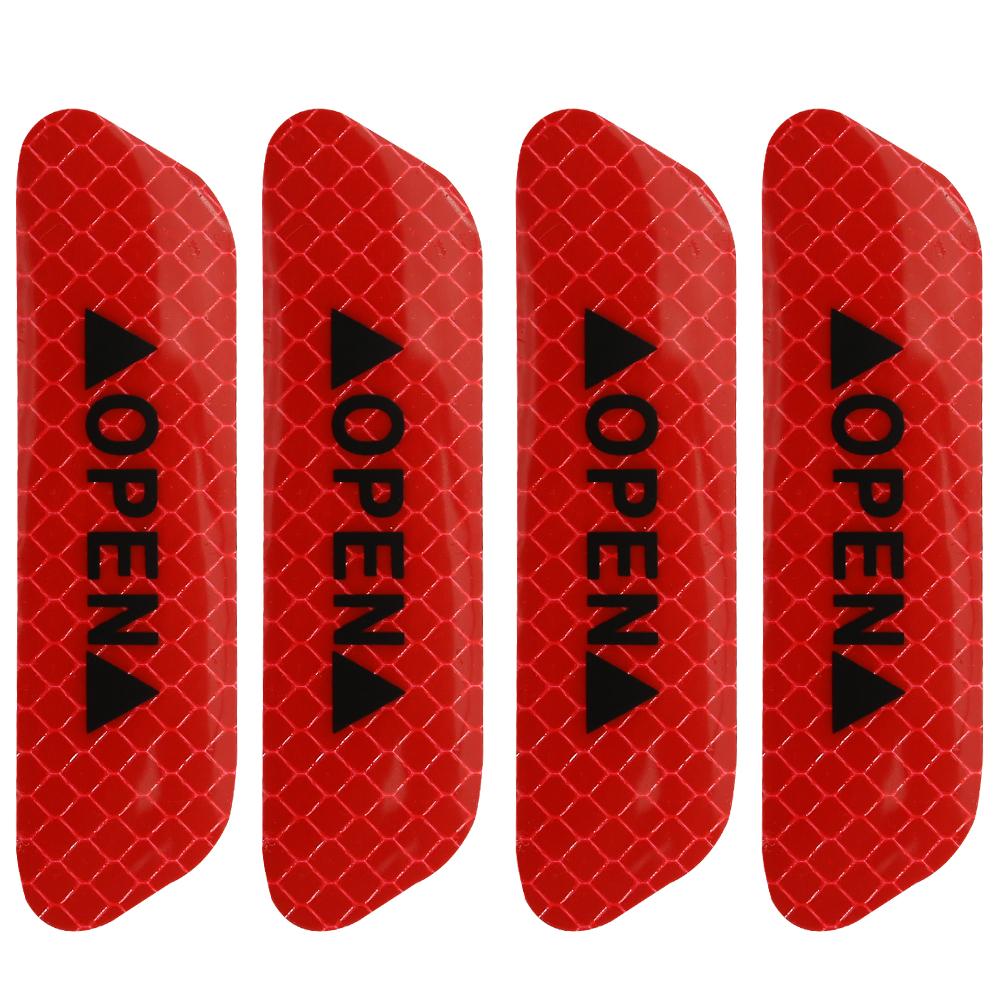 

4pcs Safety Warning Mark Decal Sticker Universal Door Reflective Strip Tape Exterior Decals Auto Styling Decor Accessories красный