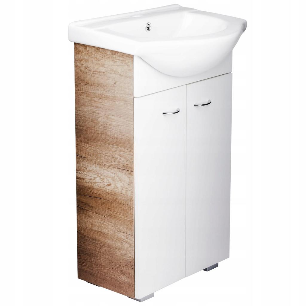 Bathroom cabinet with a free-standing washbasin, oak, 50x86 Tim, with an elongated chrome tap
