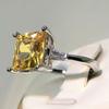 CopperCute Female Yellow Stone Ring CopperColor Wedding Jewelry Crystal Promise Engagement Rings For Women