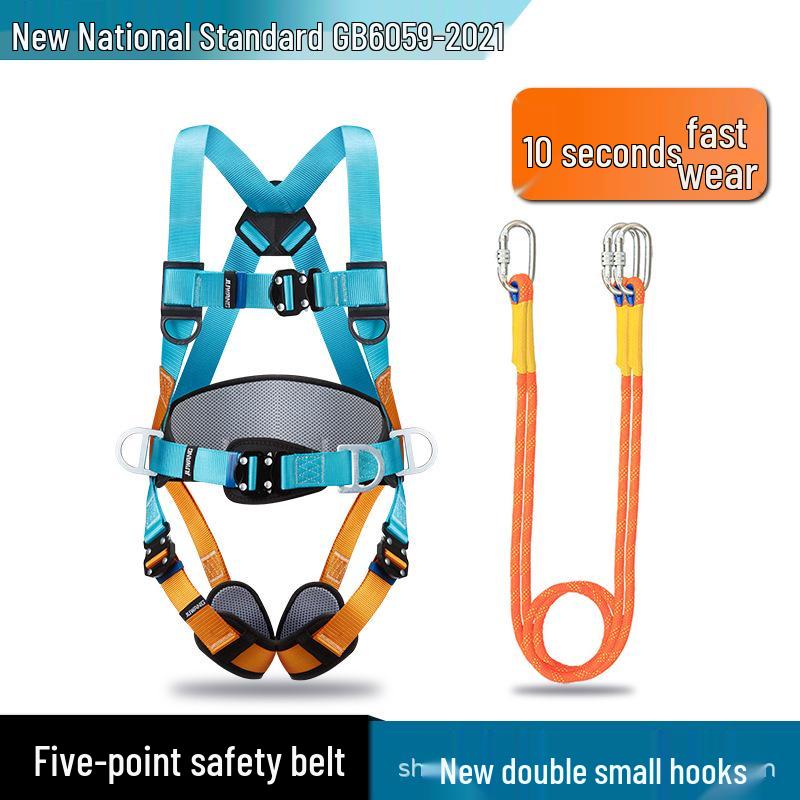 5-Point Full-Body Electrician Safety Harness with Double Hooks for High-Altitude Work