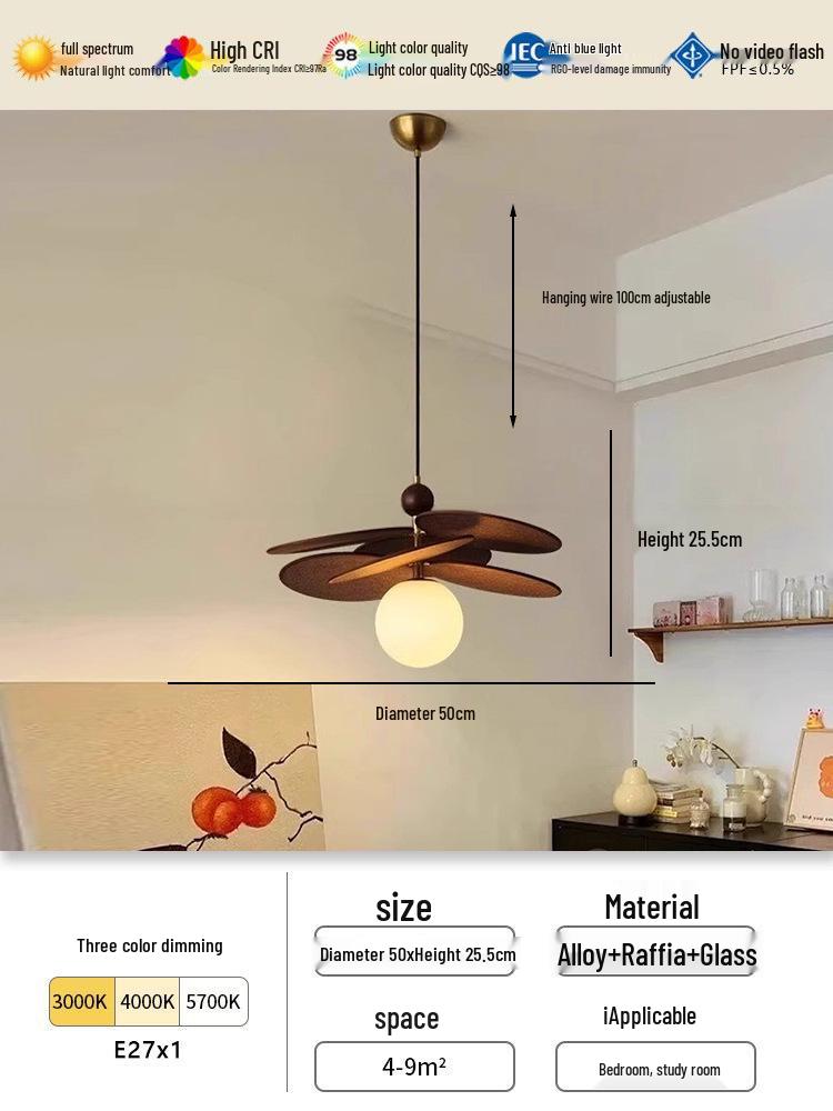 Pre-owned Fengmodou French Retro Rattan Chandelier for Bedroom, Dining Room, or Tea Room