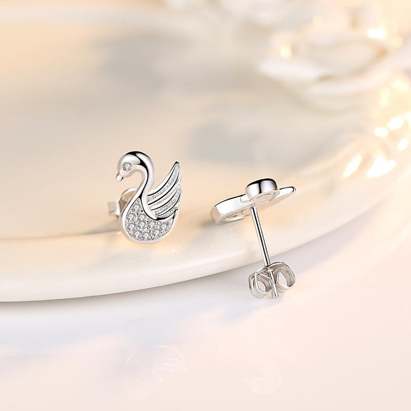 Womens Korean Fashion Anti-allergy 925 Silver Plated Simple Little Ear Stud Earrings Female Small Ear Jewelry Gifts