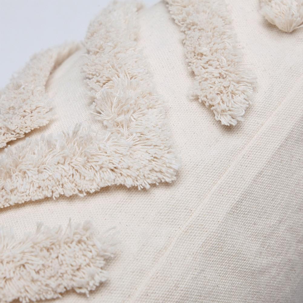 Tufted Cotton Fabric Pillowcase Simple Nordic Style Geometric Tassel Decoration Cushion Case Invisible Zipper Soft Throw Pillow Cover