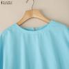 ZANZEA Women Casual Round Neck Loose 3/4 Sleeve Blouse