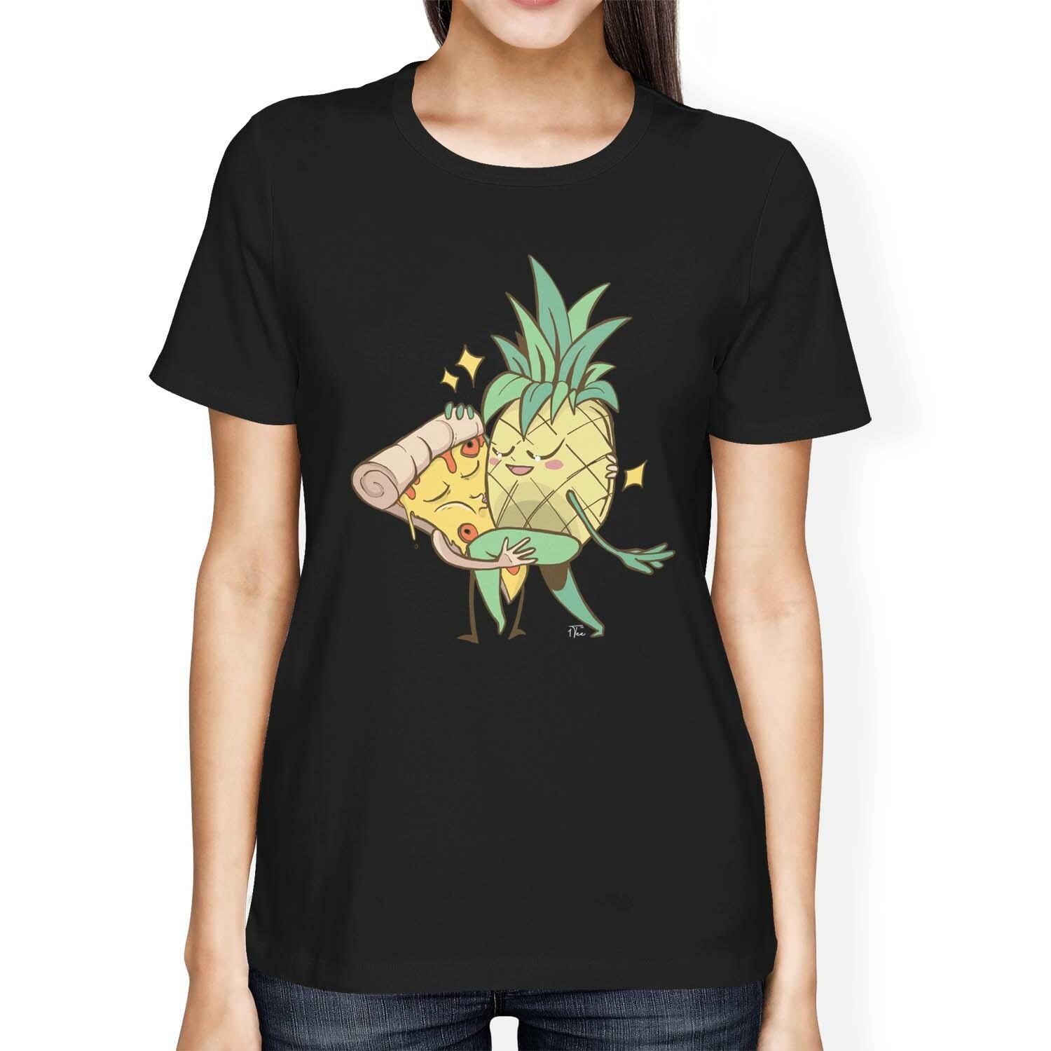 1Tee Womens Loose Fit Pineapple Pizza Couple T-Shirt S
