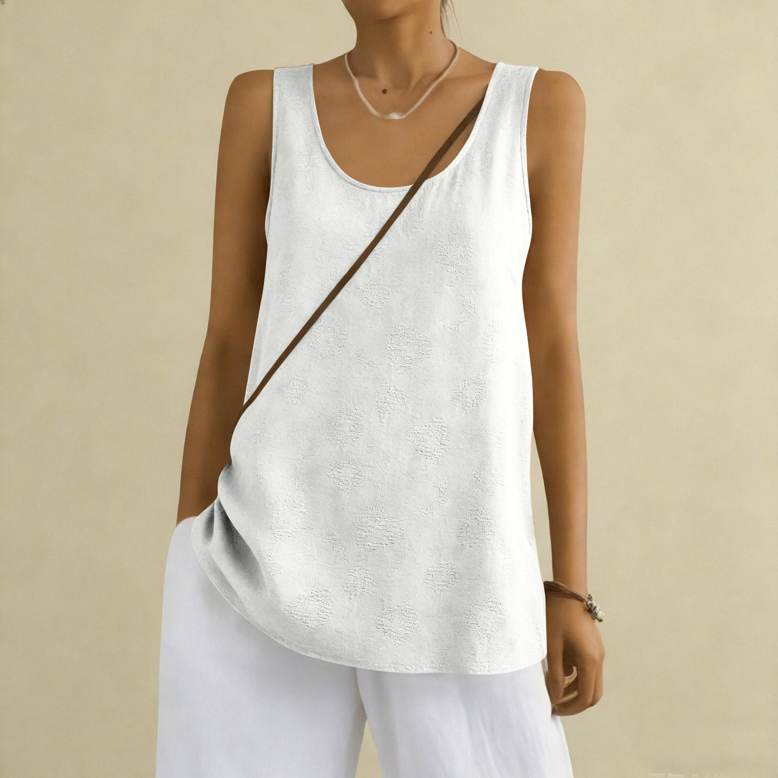 

Women s Color Cotton And Linen Camisole Loose Inner Sleeveless Versatile Bottoming Top L білий