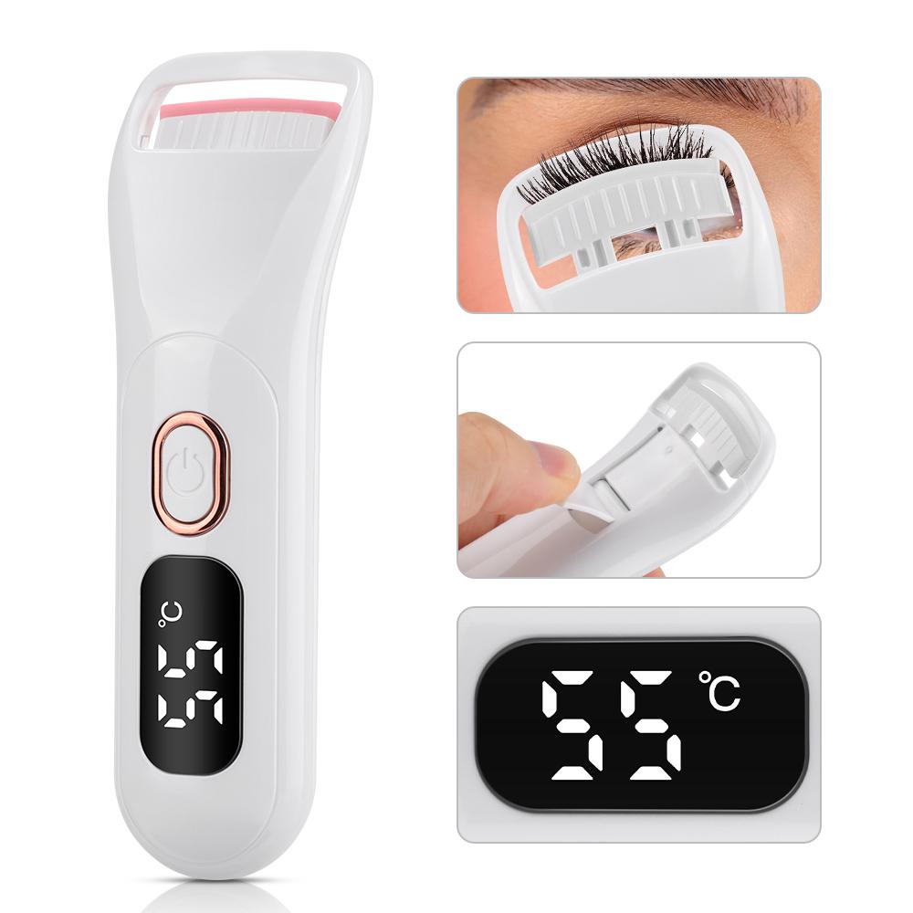 Rechargeable Heated Eyelash Curlers Electric Eyelash Curling Device Fast Heat Up Natural Eyelash Curler Long Lasting Makeup Tool
