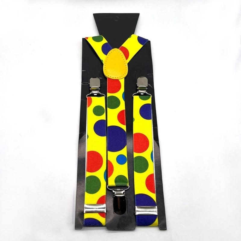 Clown Print Suspender Bowtie Set Fashionable Polyester Suspenders Belt for Enhancing Everyday and Event Look
