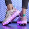 29-40 Pantofi de alergare cu patru roți pentru băieți Pantofi plați detașabili Pantofi sport luminoși USB reîncărcabili Patine cu rotile pentru fete Pantofi pentru băieți