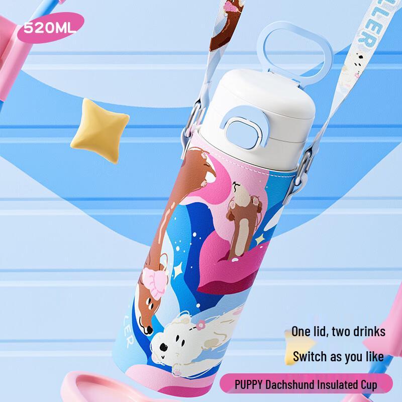 Dilber Cartoon Dachshund Insulated Water Bottle 520ML