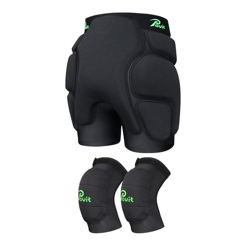 Snow Skiing Protective Gear Set: Inner Wear Hip Pad Knee Pads Adults High-Elastic Lycra SBR Padding Lightweight Crash