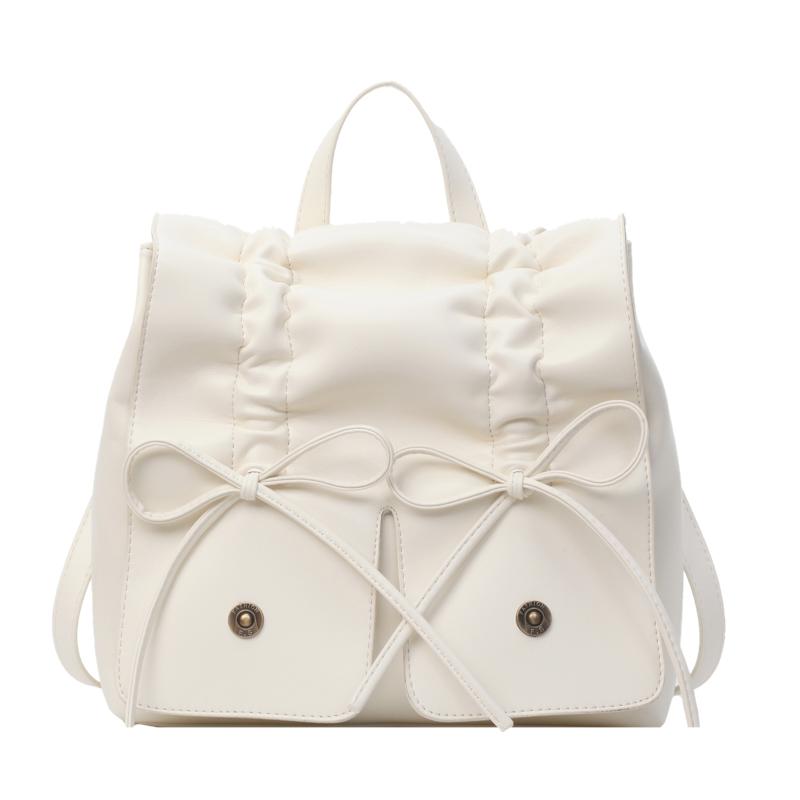 Solid Bow Tie Style Solid Quality Luxury Sense Compact Backpack for Women Designer Casual New Style