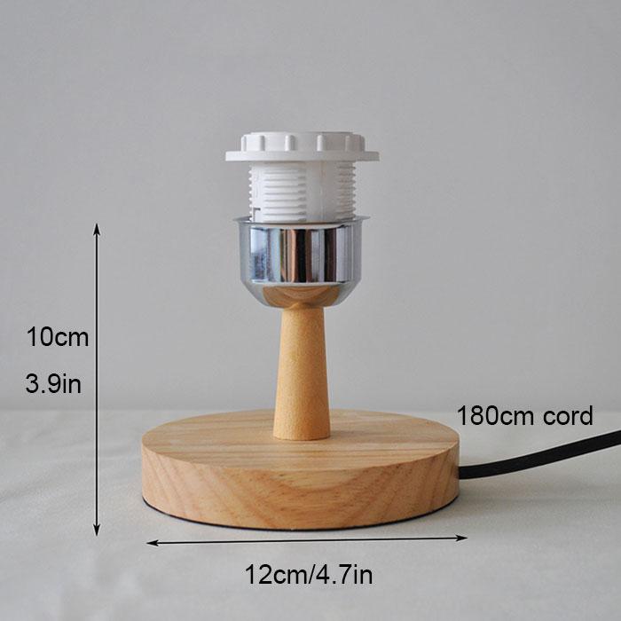 Circular Solid Wooden Base Holder with Cord on off switch for Table Lamp,Plug in E27 Lamp Bedside Lamp Holder for Home Lighting
