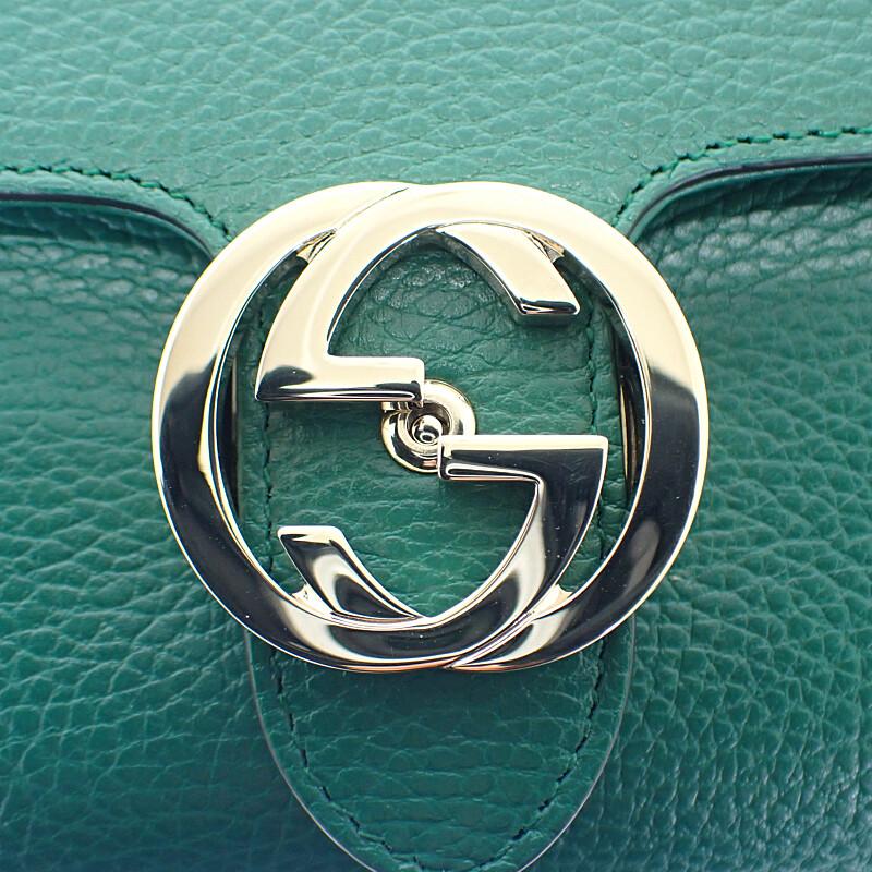 Gucci 607720 Schultertasche grün Kalbsleder Damen