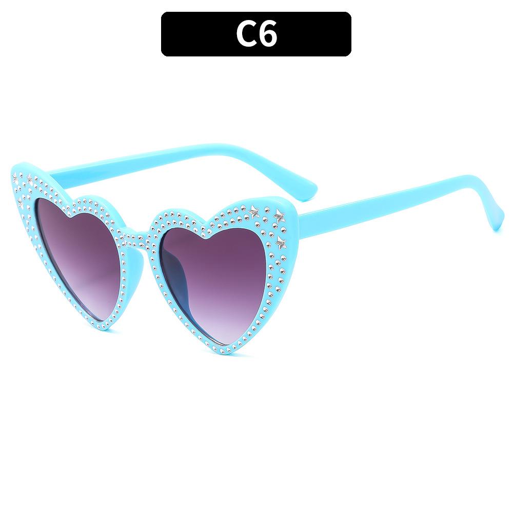 2024 Fashion Luxury Sunglasses Women Big Frame Love Bling Eyeglasses Crystal Diamond Heart Sunglasses UV400 Protection