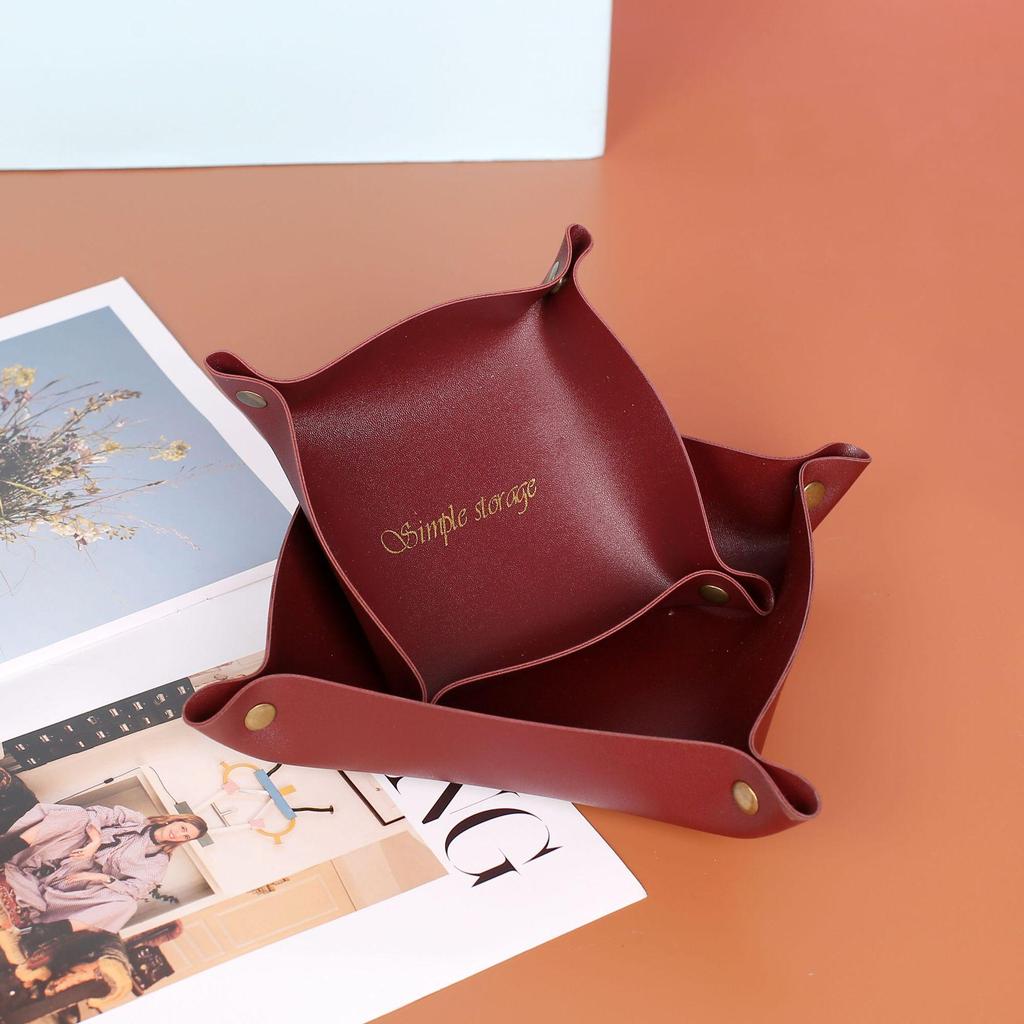 Nordic Style Leather Storage Tray for Keys, Cosmetics & Jewelry