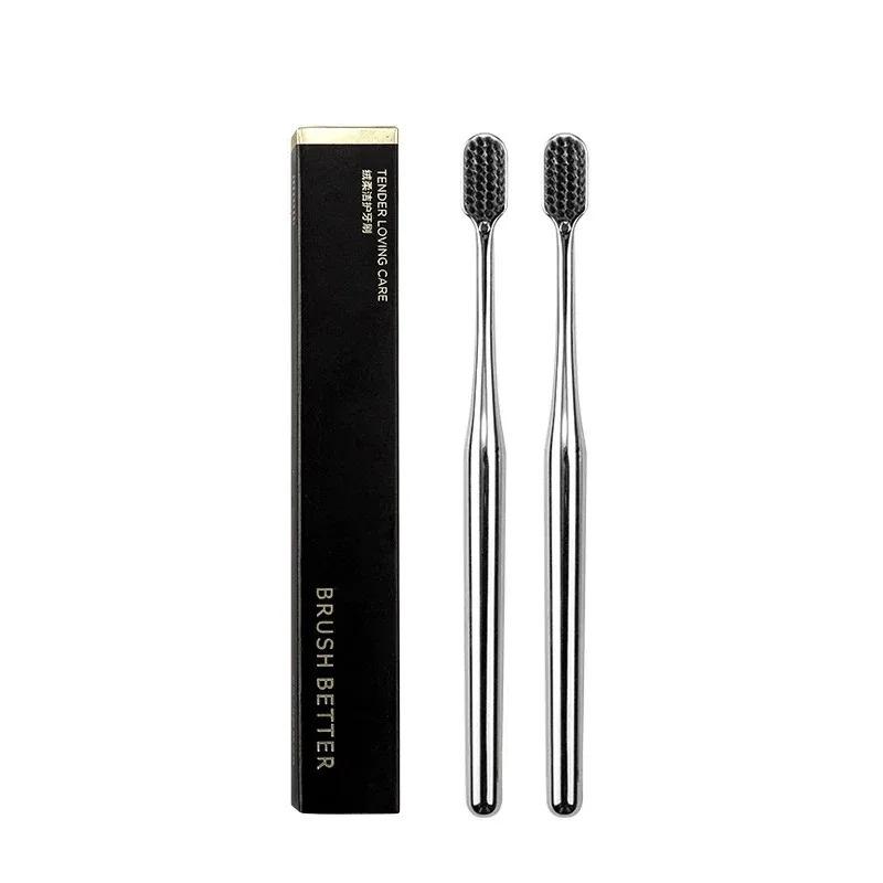 1-4pcs Luxury Soft Toothbrush Men Women Adult Tooth Brush Gold Silver Dental Brushes Elegance Gentle Toothbrushes Drop Shipping