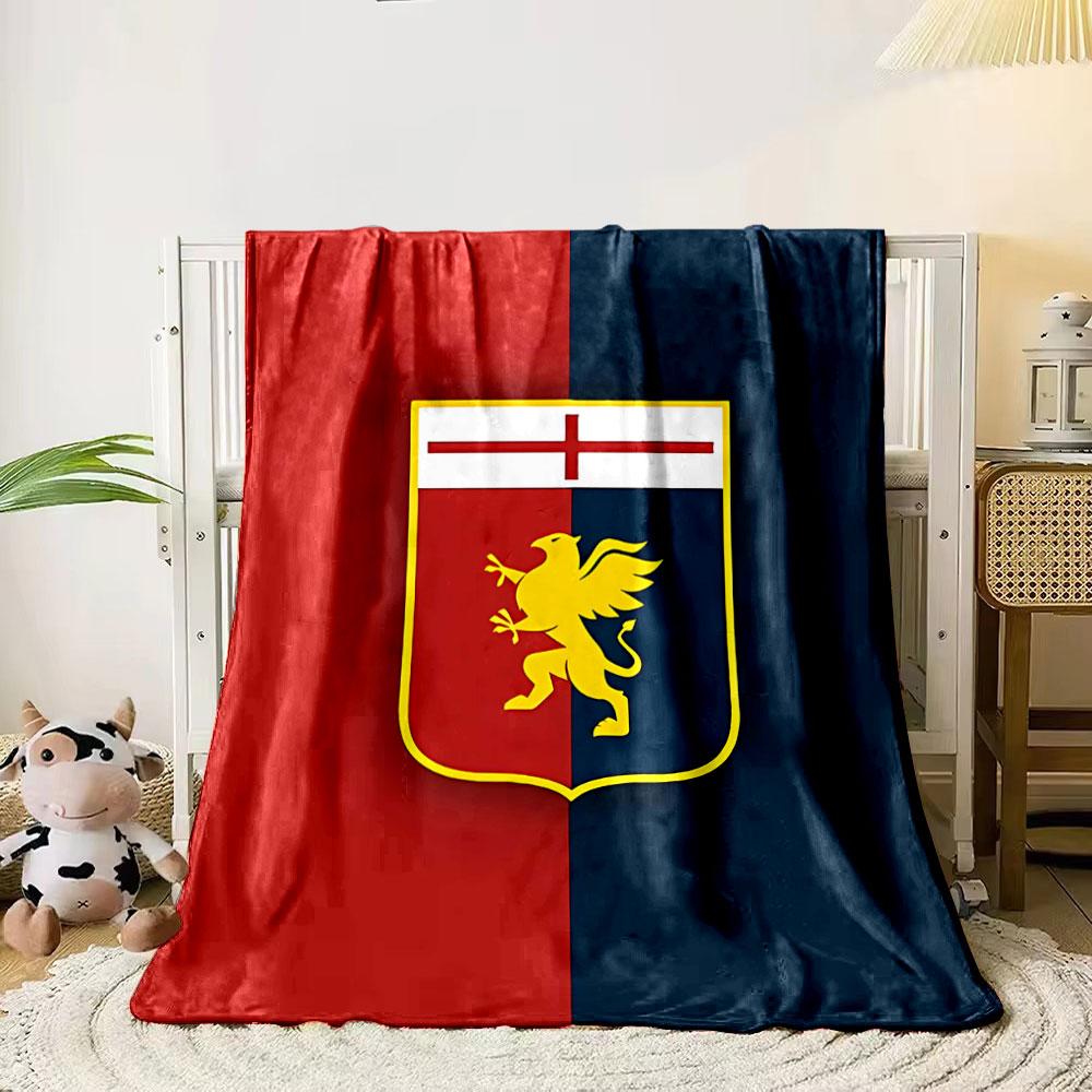 A Shield Design Split Between Red and Blue Halves, Featuring a Golden Griffin. for All Seasons Blanket Lunch Break Throw Gift