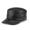 Men's Genuine Leather Flat Cap - Autumn/Winter Baseball Style for Middle-aged & Elderly