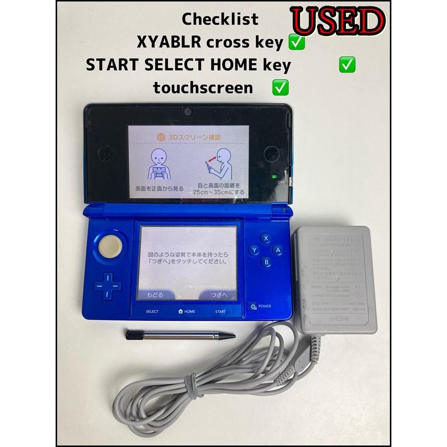 Nintendo 3DS CTR-001[JP Region Locked] (Flare Red , Pink, Blue ,Yellow,Black, White) &  Charger Stylus, Tested Fully Working)