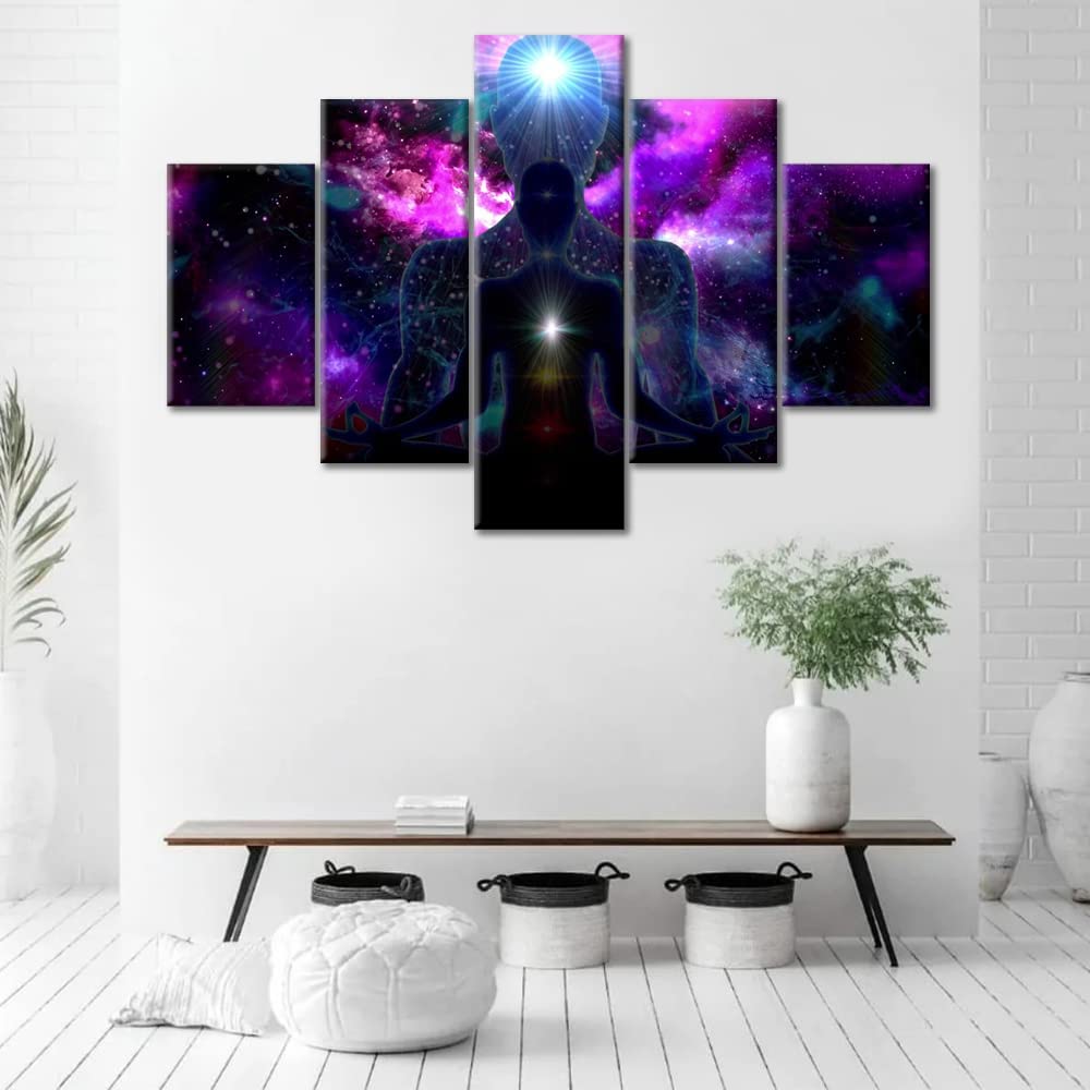 5 kusů 7 čaker Yogi Jóga Meditace Indie HD Nástěnné umění Plátno Plakáty Obrázky Malby Domácí dekorace do obývacího pokoje Bez rámu