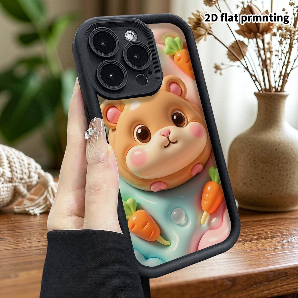 Phone Case: 2D flat design, fits iPhone 18 17 16 15 14 13 Pro, chubby hamster, perfect Christmas and Halloween holiday gift