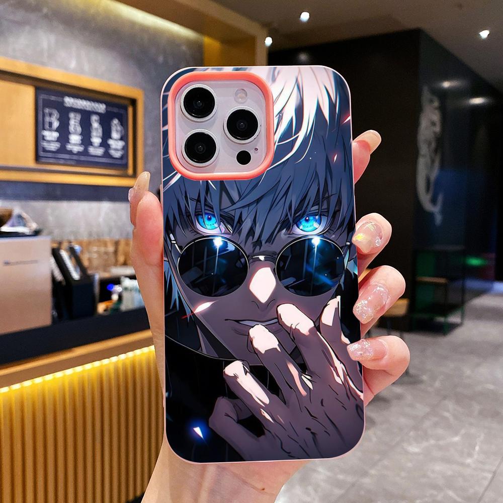 Jujutsu Kaisen Satoru Gojo Gelee Doppelschicht Rosa Handyhülle für iPhone 17 16 15 14 13 12 11 Air Pro Max Plus Schutz
