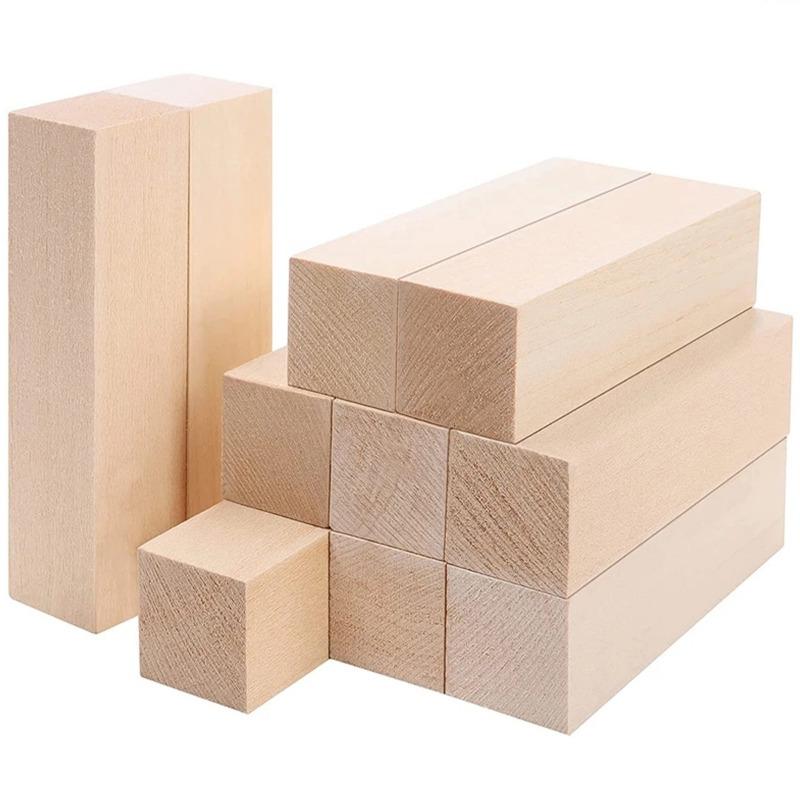 5Pcs Wood Carving Blocks Kit Square Wooden Bar Balsa Wood Carving Block Premium Basswood Wood Sticks Strips Hobby Kit