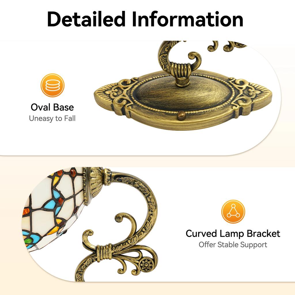 Elegant Baroque E27 Wall Mount Lamp W/ Glass Sconce - Vintage Victorian Style Indoor Lighting Fixture for Bedroom & Living Room