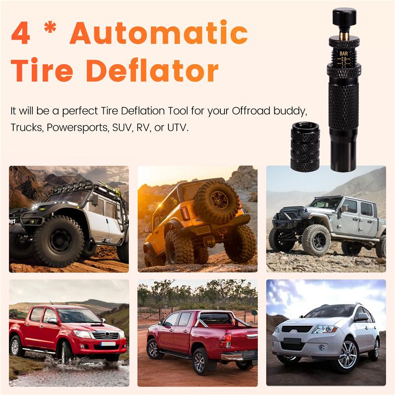 A58X-Automatic Tire Deflator,10-30 PSI/0.7-2 BAR Adjustable Tire Deflator Kit,Air Down Tire Deflators Offroad Accessories