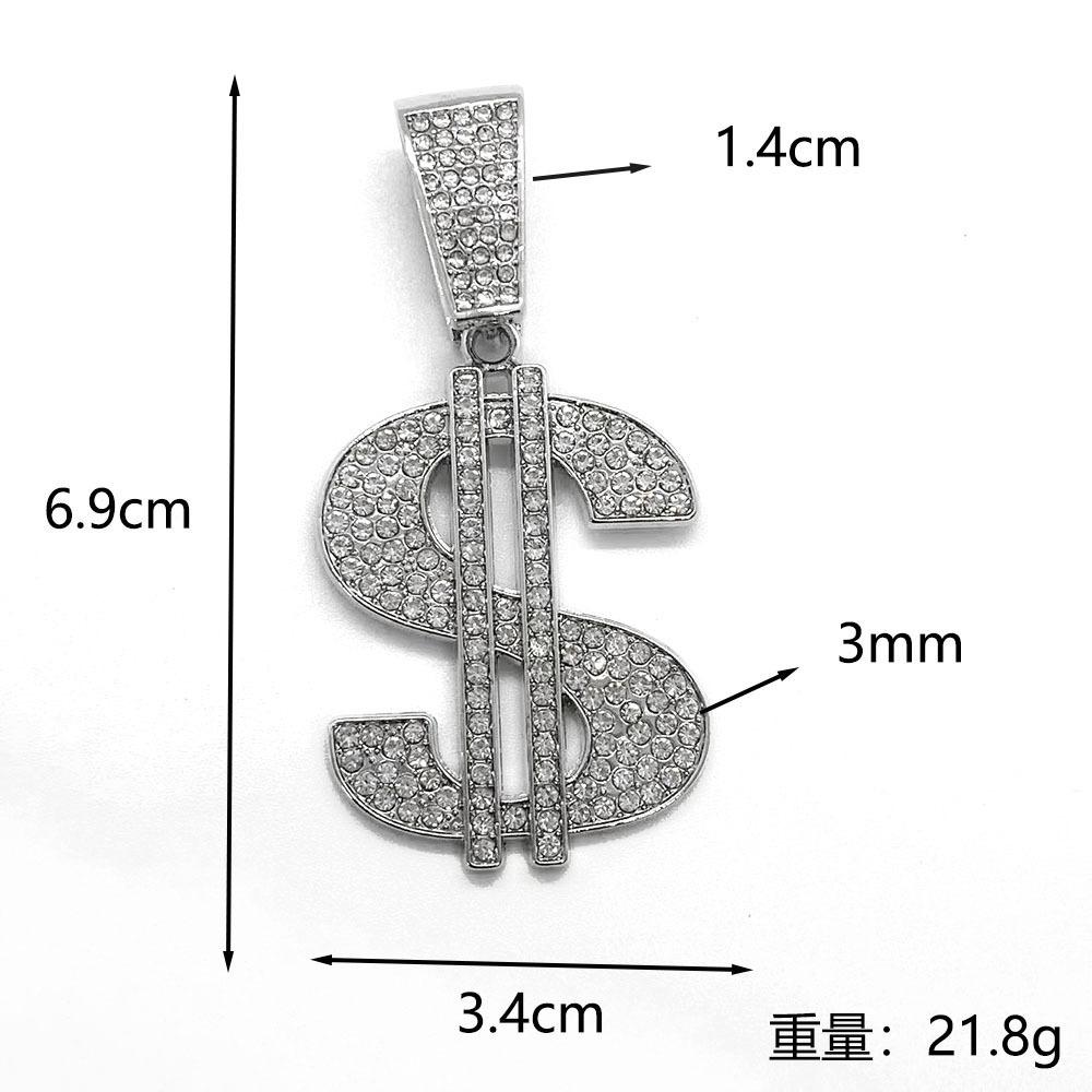 European and American Hip-hop Diamond-encrusted Personality Light Luxury High-end Sense Dollar Pendant Necklace Cuban Chain Fashion Jewelry