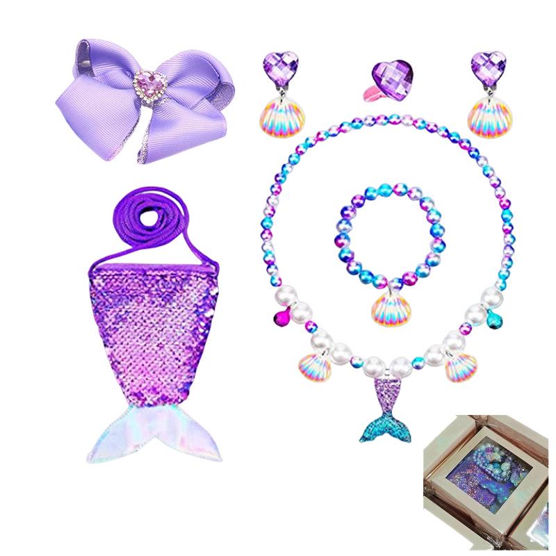 Pearl Necklace and Bracelet Set for Girls - Mermaid Theme Kids' Jewelry Accessories