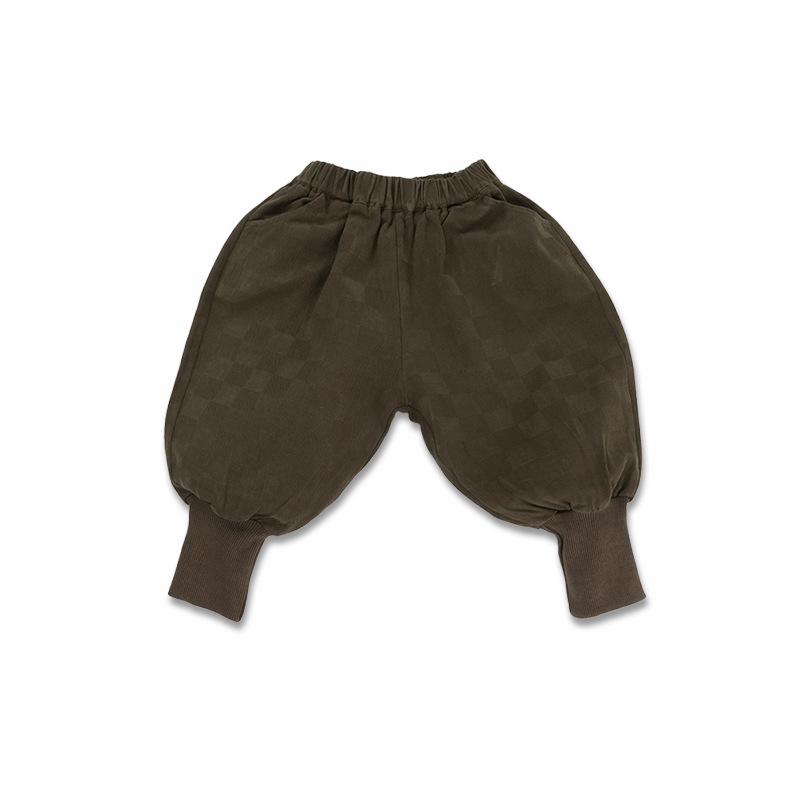 Spring 2025 Korean Unisex Plaid Jogger Pants for Kids 110cm