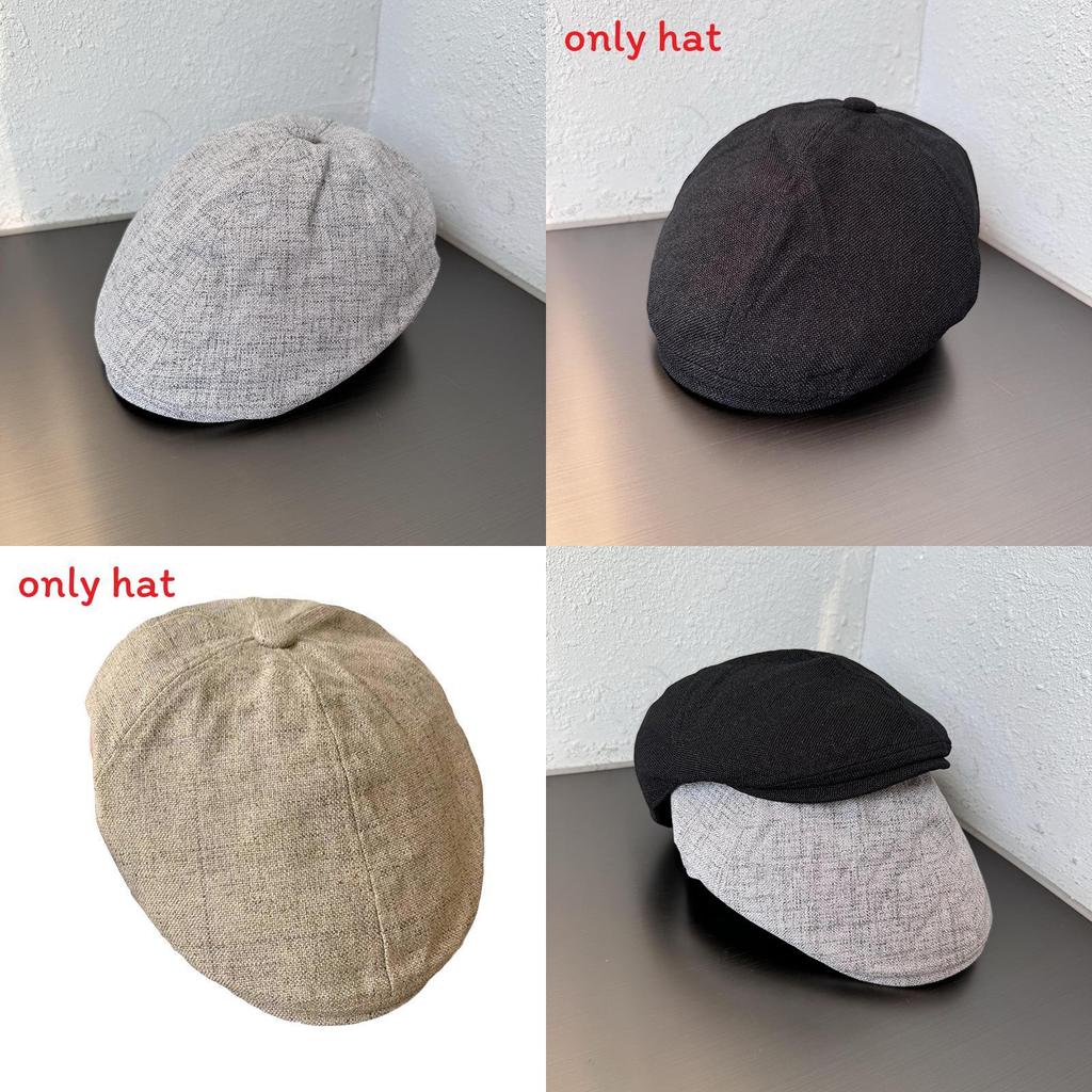 Simple Solid Color Cotton Linen Neutral Casual Beret For Summer Sun Protection